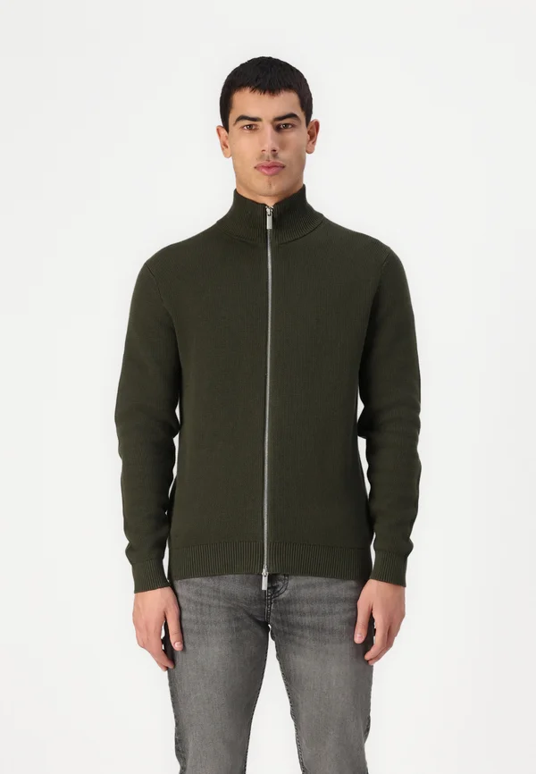 SLHDANE STRUCTURE FULL ZIP - Strickjacke - forest night