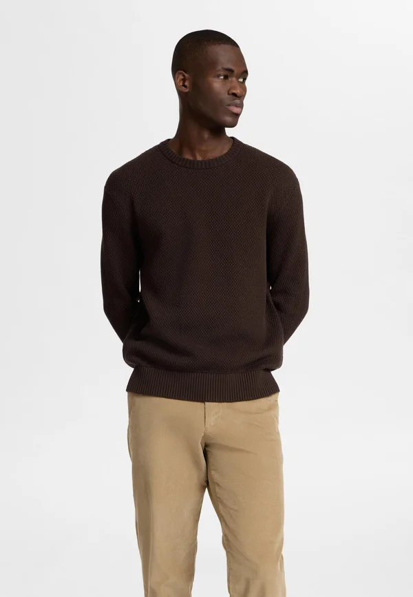 SLHHENNY RELAXED CREW NECK - Strickpullover - chocolate torte