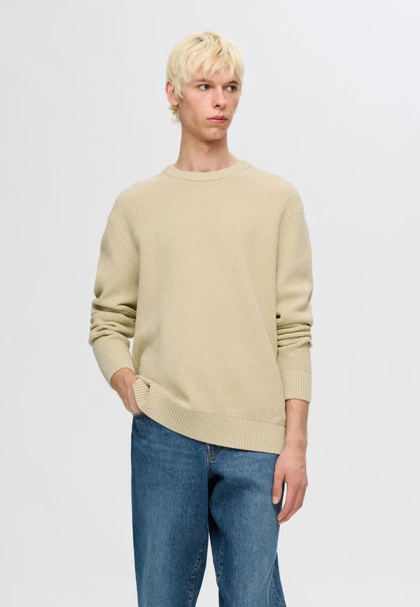SLHHENNY RELAXED CREW NECK - Strickpullover - putty