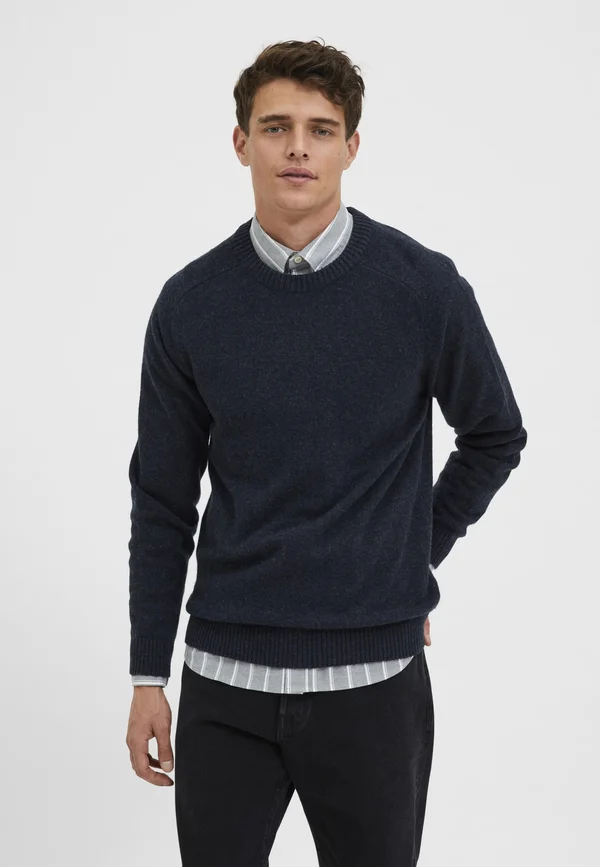 SLHNEWCOBAN CREW NECK - Strickpullover - dark sapphire