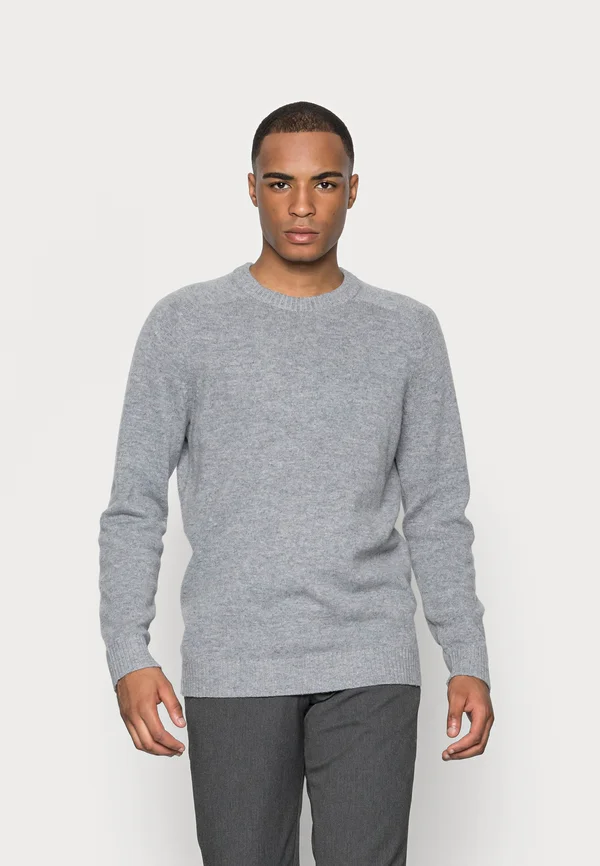 SLHNEWCOBAN CREW NECK - Strickpullover - medium grey melange
