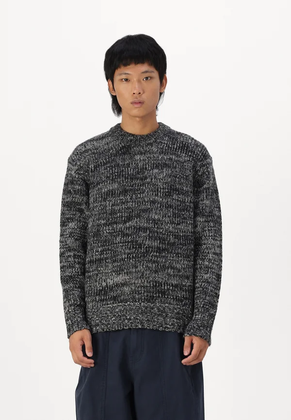 SLHPEPPER RELAXED MOCK NECK - Strickpullover - black detailflint gray  tofu