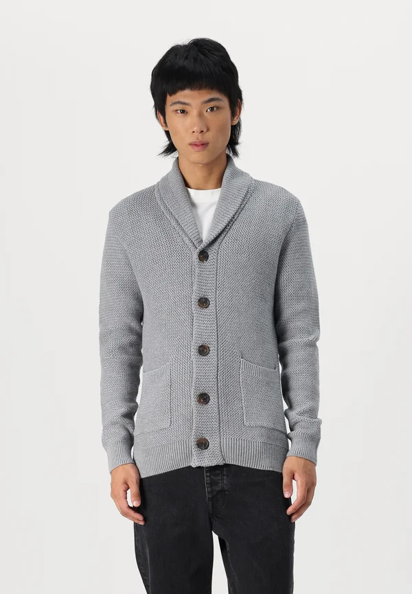 SLHRICHARD  SHAWL NECK - Strickjacke - light grey