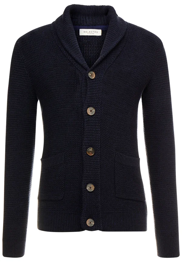 SLHRICHARD  SHAWL NECK - Strickjacke - maritime blue/black/dark navy