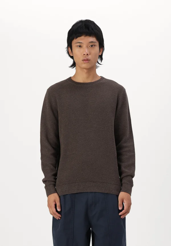 SLHROSS STRUCTURE CREW NECK - Strickpullover - chocolate torte
