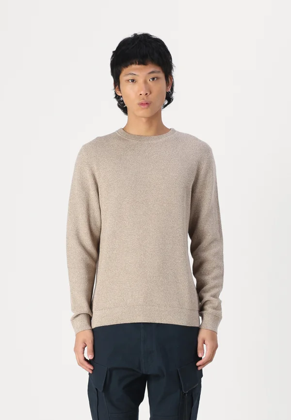 SLHROSS STRUCTURE CREW NECK - Strickpullover - oatmeal/greige