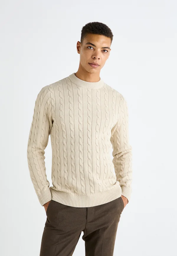 SLHRYAN STRUCTURE CREW NECK - Strickpullover - oatmeal