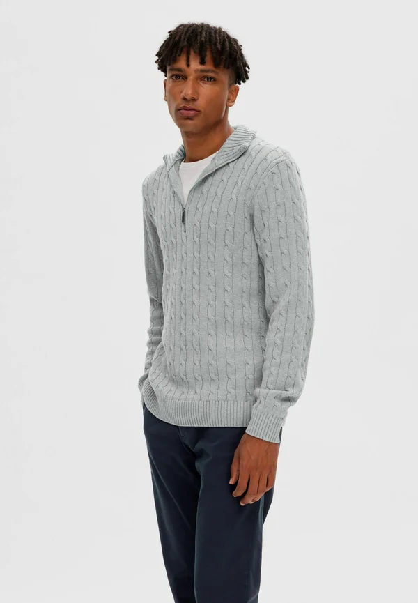 SLHRYAN STRUCTURE - Strickpullover - medium grey melange