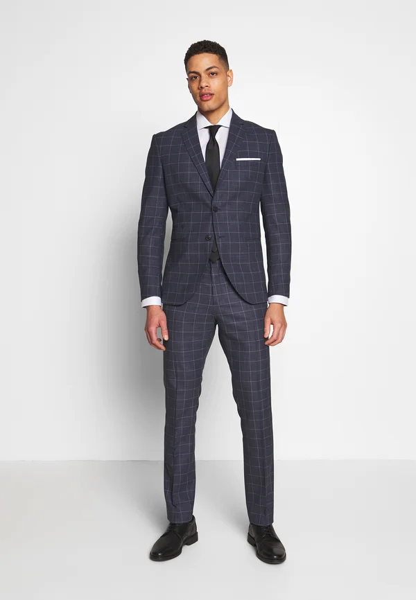 SLHSLIM MAZEAIR CHECK SUIT - Anzug - dark blue/white