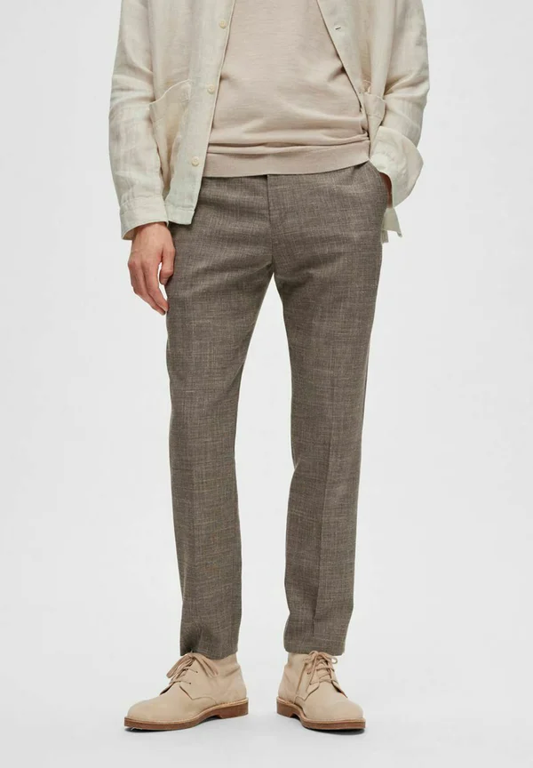 SLHSLIM-OASIS TRS NOOS - Stoffhose - dark sand melange