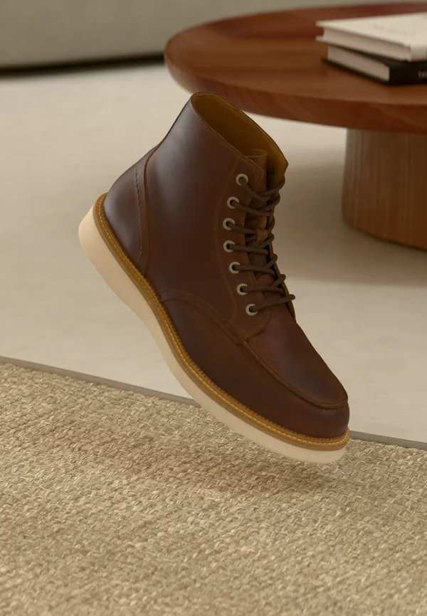 SLHTEO NEW MOC TOE BOOT - Schnürstiefelette - cognac
