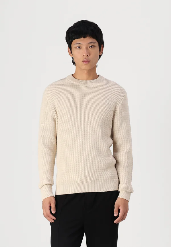 SLHTHEO  STRUCTURE CREW NECK - Strickpullover - oatmeal