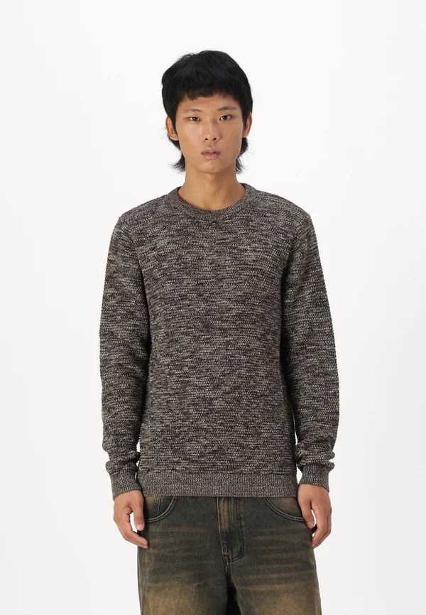 SLHVINCE BUBBLE CREW NECK - Strickpullover - chocolate torte