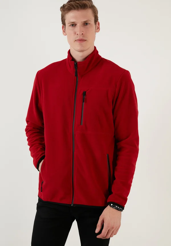 SLIM FIT - Fleecejacke - bordeaux