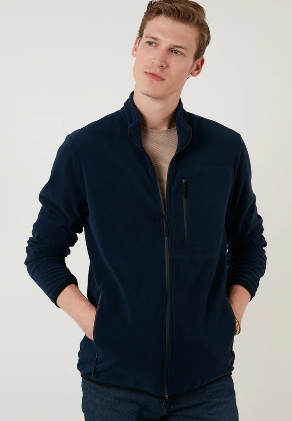 SLIM FIT - Fleecejacke - dark blue