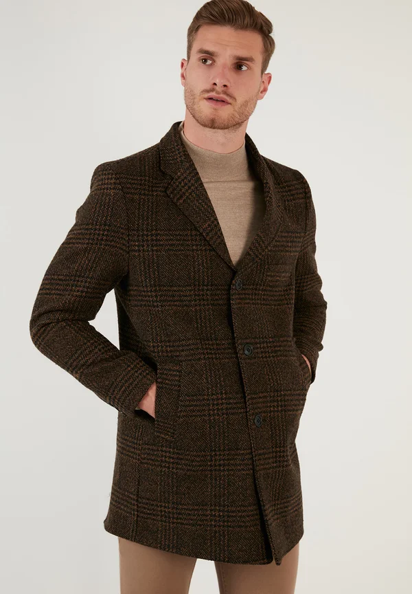 SLIM FIT - Klassischer Mantel - camel