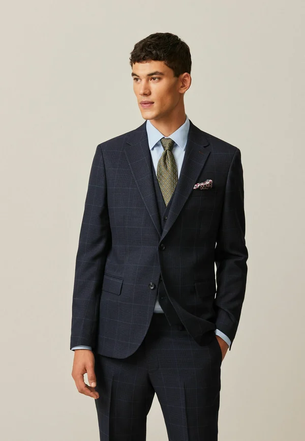 SLIM FIT PRINCE OF WALES CHECK - Anzugsakko - navy blue