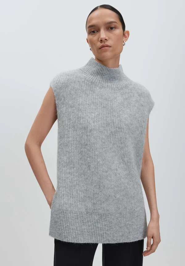 SLIM FIT RIBBED TEXTURE - Strickpullover - hazy fog melange