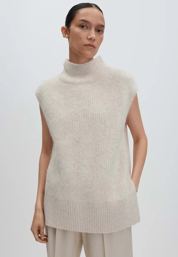SLIM FIT RIBBED TEXTURE - Strickpullover - mellow mélange