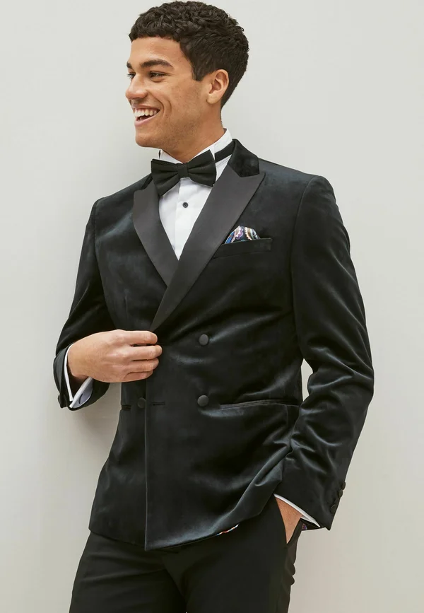 SLIM FIT  STANDARD - Sakko - black double breasted