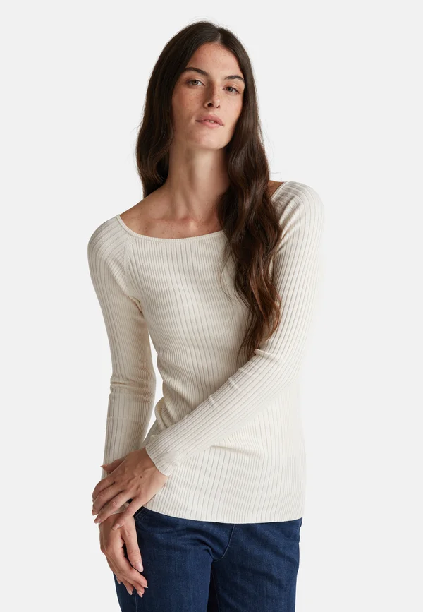 SLIM FIT - Strickpullover - white