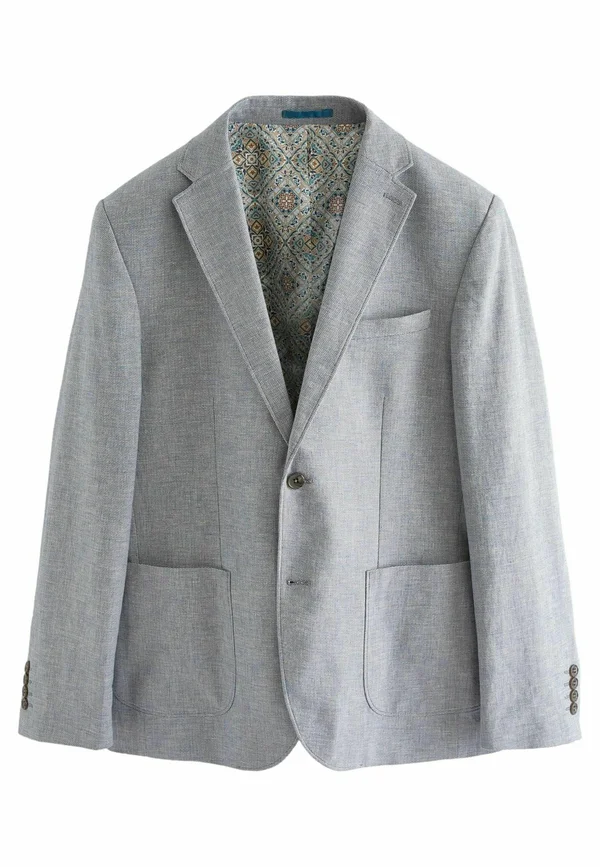 SLIM FIT TEXTURED LINEN BLEND - Sakko - blue