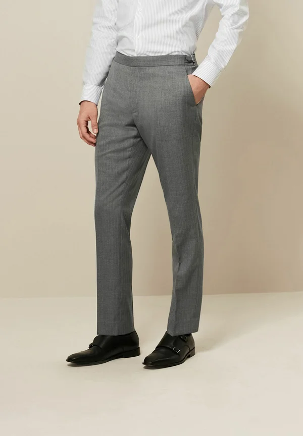 SLIM FIT TEXTURED WOOL - Anzughose - light grey