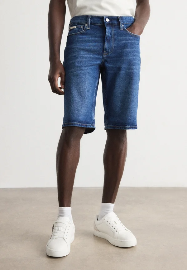 SLIM - Jeans Shorts - denim dark