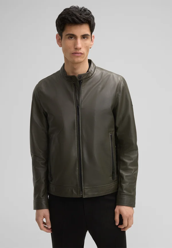 SLIM - Lederjacke - dunkelgrün