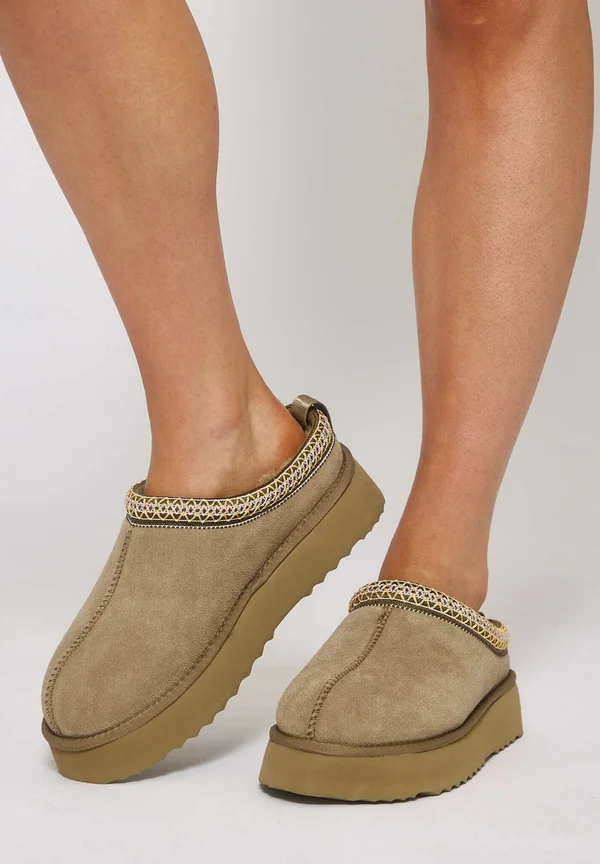 SLIP ON PLATFORM - Hausschuh - taupe