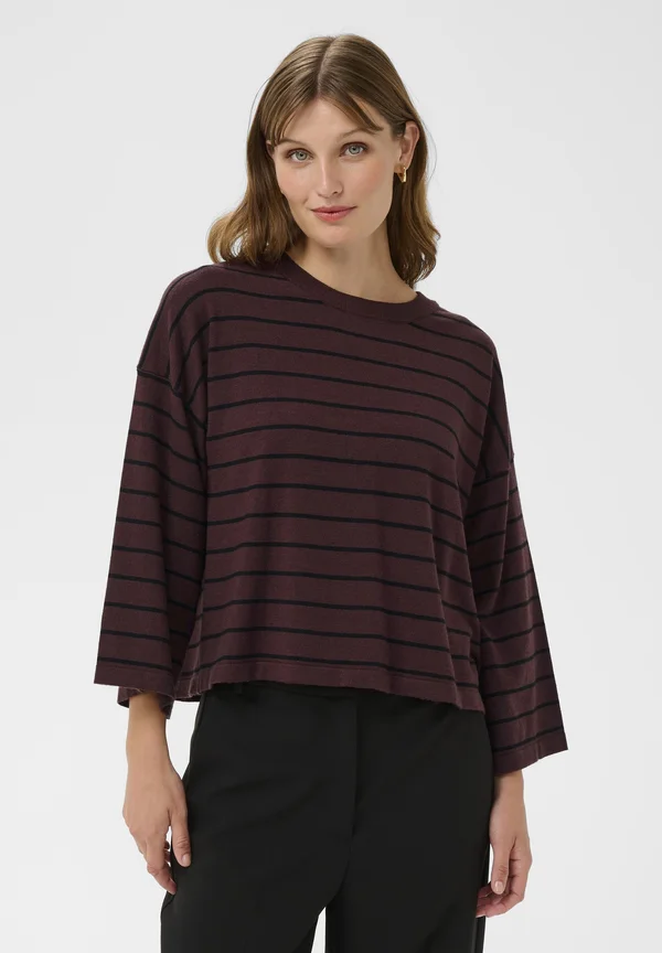 SLSPINA BOXY PULLOVER CROPPED - Strickpullover - winetasting w black