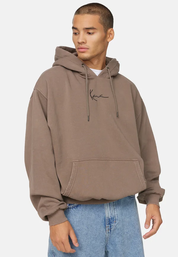 SMALL SIGNATURE DESTROYED HOODIE - Kapuzenpullover - dark taupe