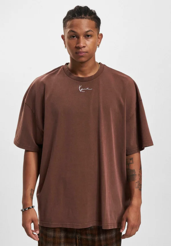 SMALL SIGNATURE HEAVY WASHED BOXY - T-Shirt basic - brown
