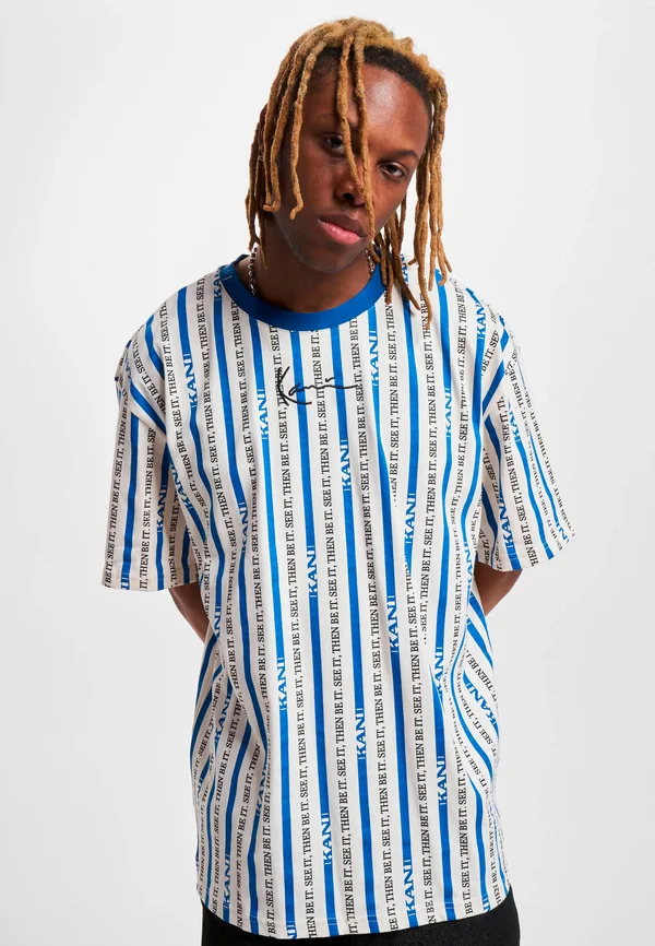 SMALL SIGNATURE LOGO STRIPE - T-Shirt print - blue off white