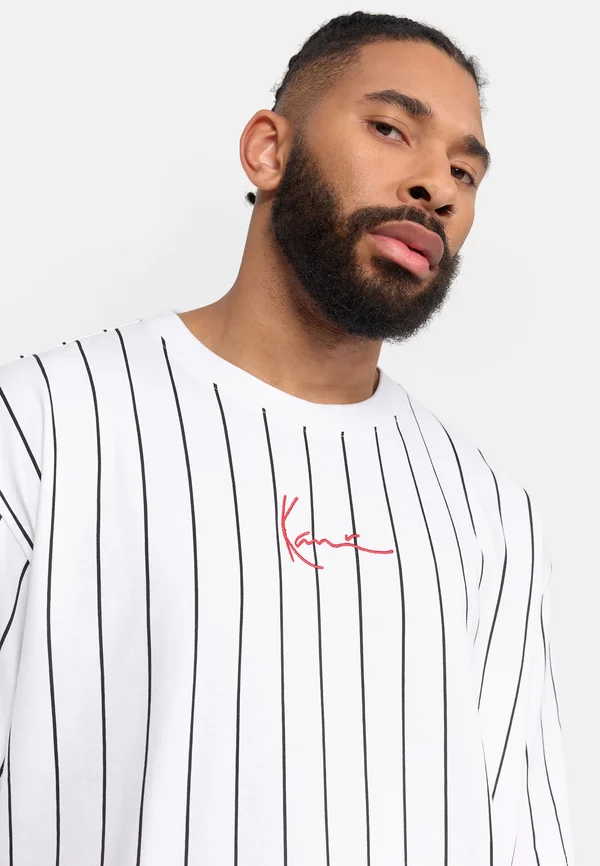 SMALL SIGNATURE PINSTRIPE TEE - T-Shirt print - white