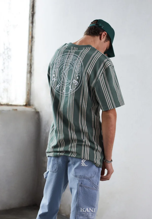 SMALL SIGNATURE STRIPED - T-Shirt print - dusty green off white