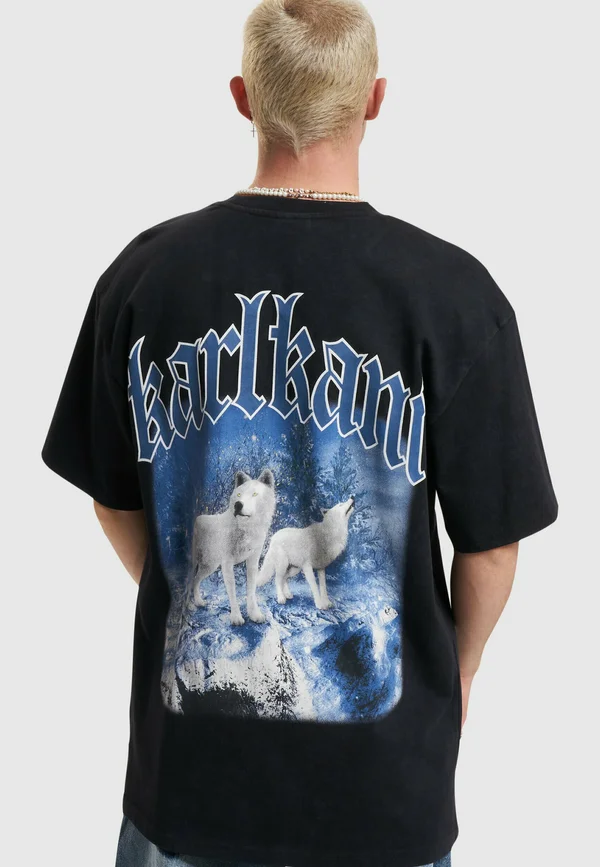 SMALL SIGNATURE WASHED HEAVY JERSE WOLF - T-Shirt print - black