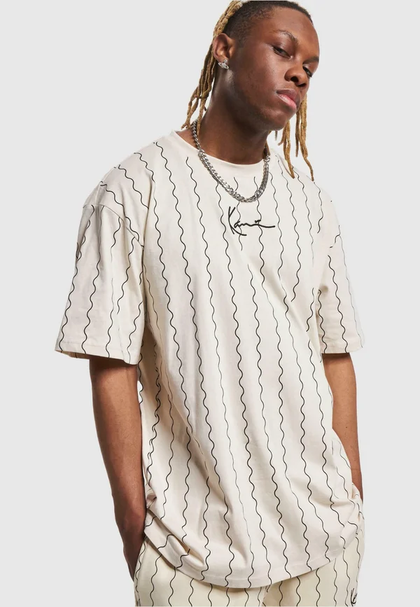 SMALL SIGNATURE ZICZAC PINSTRIPE - T-Shirt print - offwhite black