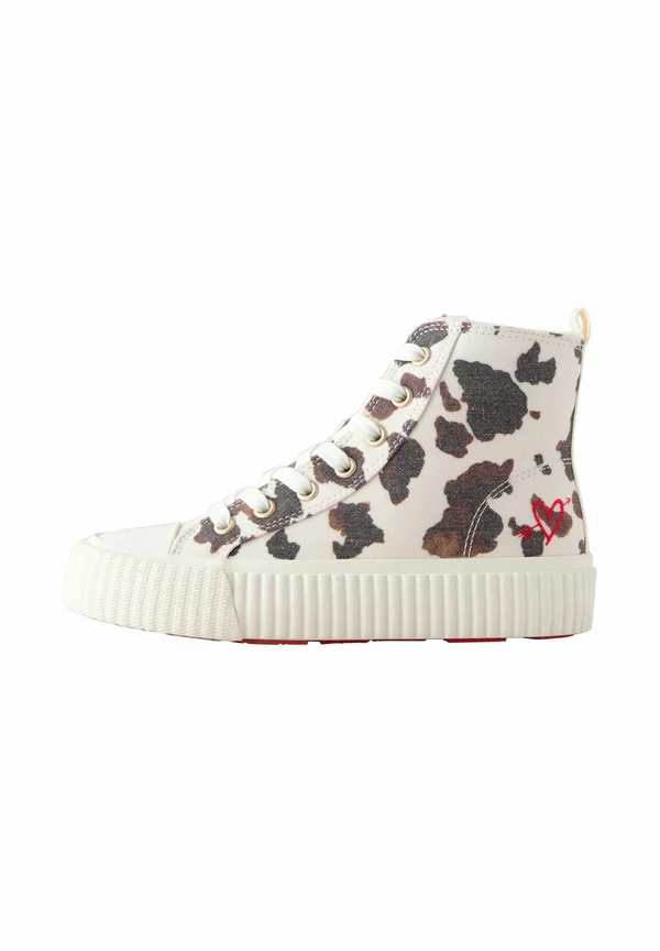 Sneaker high - white/brown cow printed