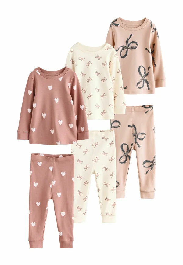 SNUGGLE 3 PACK SET - Nachtwäsche Set - ecru brown bow print