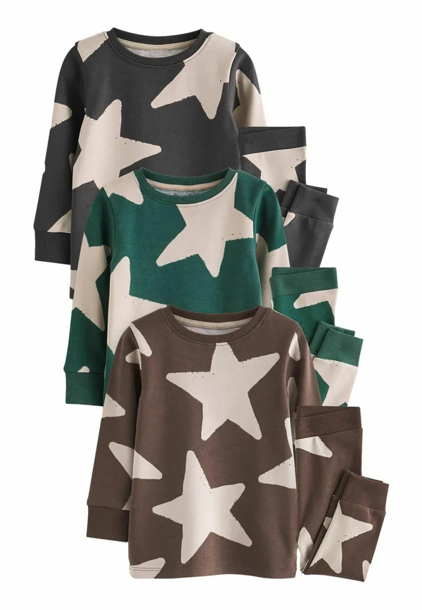 SNUGGLE 3 PACK SET - Nachtwäsche Set - green ecru brown stars