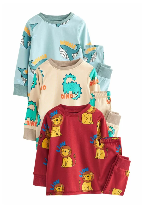 SNUGGLE 3 PACK SET - Nachtwäsche Set - red blue neutral animal