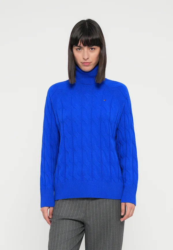 SOFT CABLE ROLL - Strickpullover - blue
