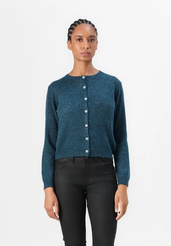 SOFT CREW NECK CARDIGAN - Strickjacke - dark sea petrol