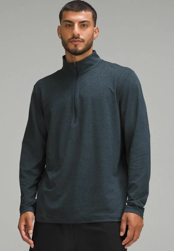 SOFT JERSEY HALF-ZIP - Langarmshirt - heathered classic navy heathered true navy