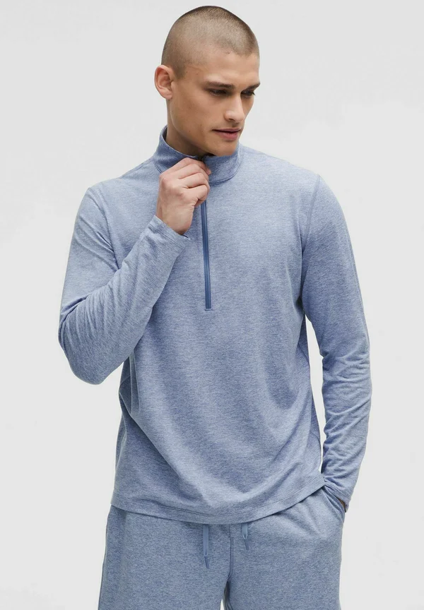 Soft Jersey Half Zip - Langarmshirt - heathered washed denim heathered starch blue