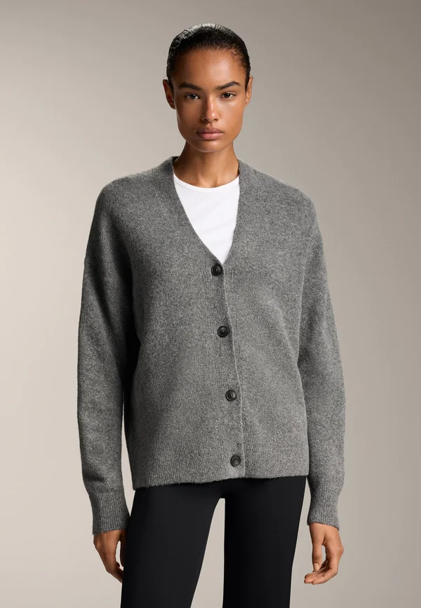 SOFT KNIT BUTTON - Strickjacke - light grey