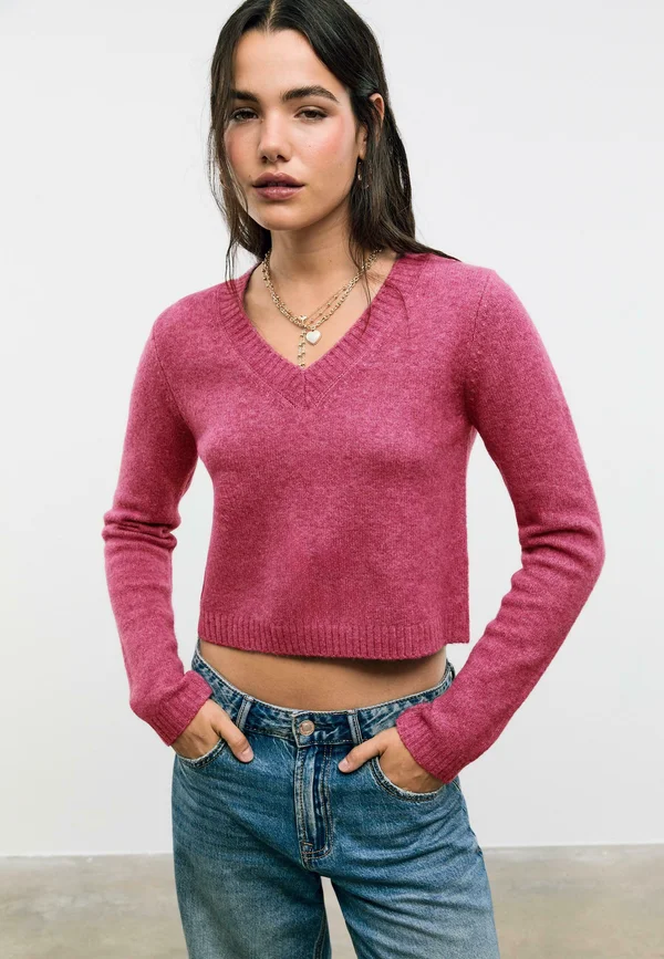 SOFT-TOUCH CROPPED  - Strickpullover - mottled purple