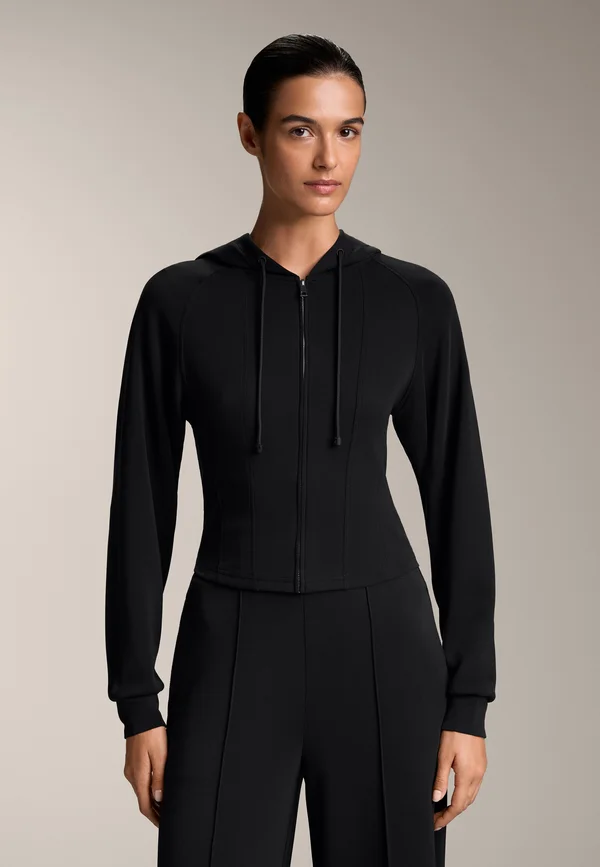 SOFT TOUCH FITTED CROP - Sweatjacke - black