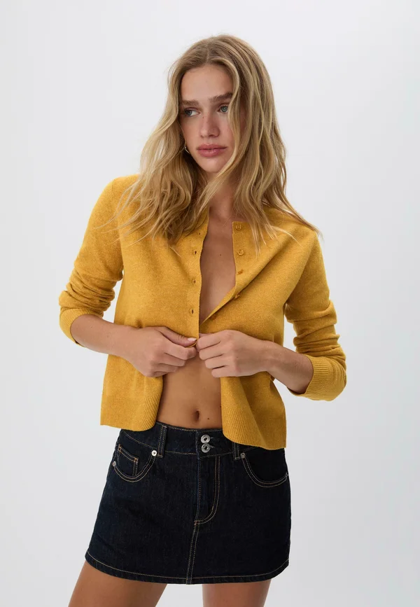 SOFT-TOUCH - Strickjacke - mustard yellow